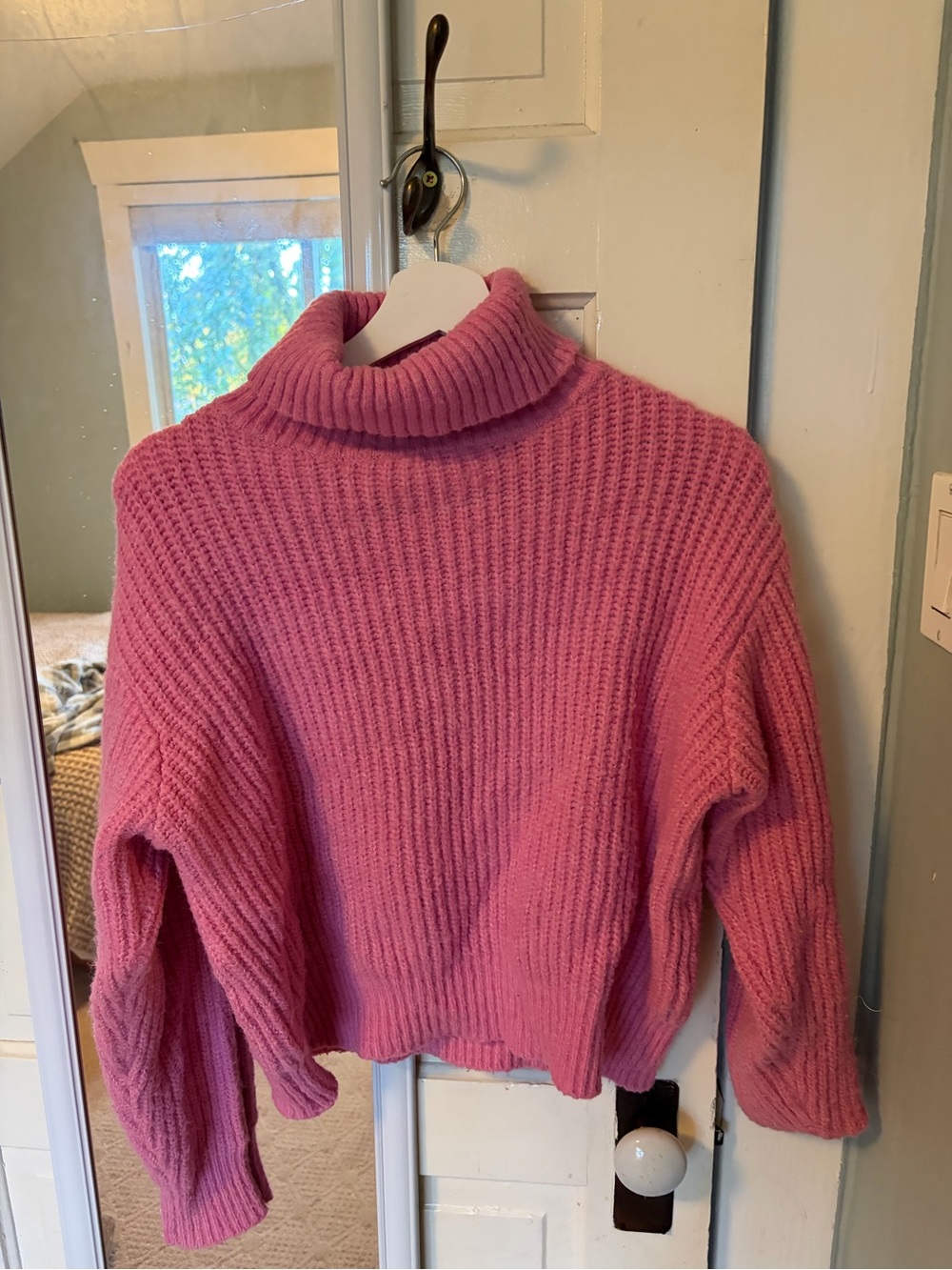 Cotton Candy Bubblegum Pink Ribbed Turtleneck Sweater